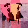 girls under umbrella wall decor original